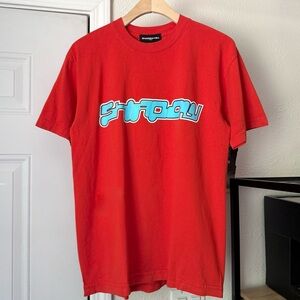 Shadow Hill red‎ orange logo graphic knit crew neck short sleeve tee t-shirt